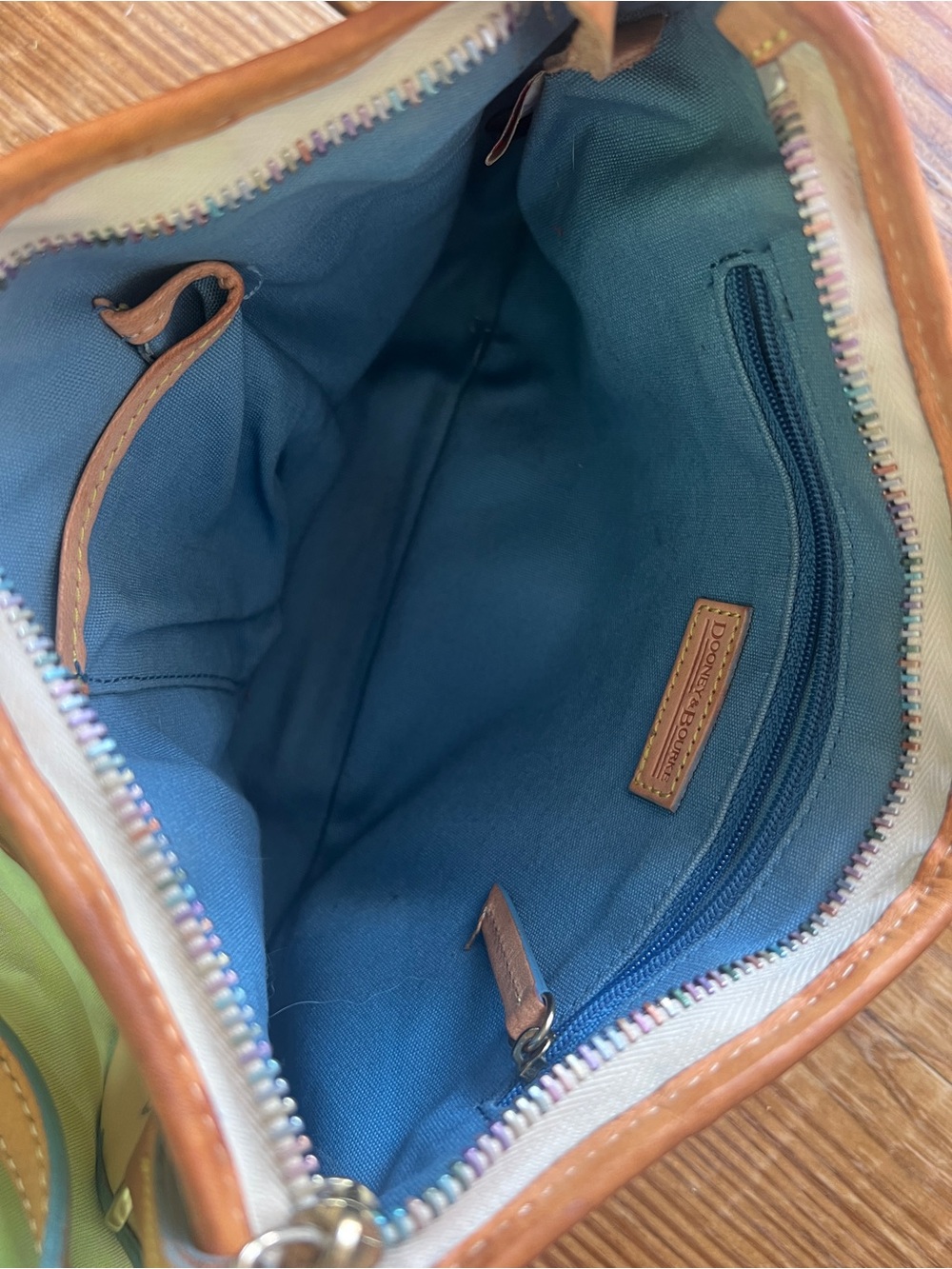 Dooney & Bourke Cream Multicolor DB Logo Drawstring Shoulder Bag - Picture 3 of 11